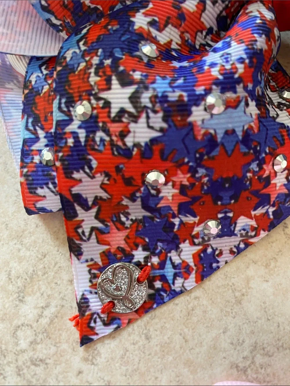 Bundle of 2 Large Red, White Blue Stars Girl Hairbow, and a Pretty Pink Bow